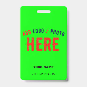 STYLISH MODERN CUSTOM NEON GREEN VERIFIED BRANDED ID BADGE
