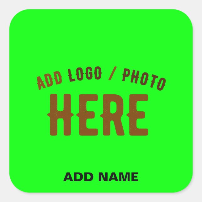 STYLISH MODERN CUSTOM NEON GREEN VERIFIED BRANDED SQUARE STICKER (Front)