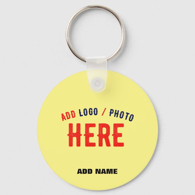 STYLISH MODERN CUSTOM PASTEL YELLOW VERIFIED BRAND KEY RING (Front)