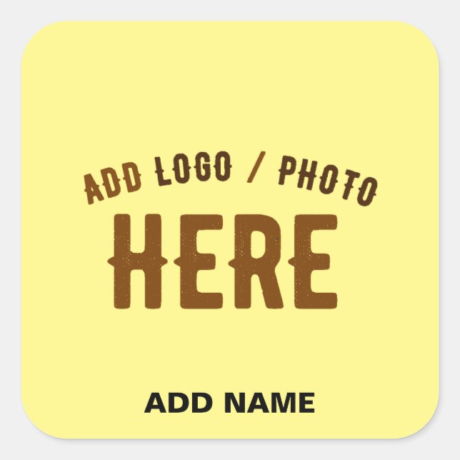 STYLISH MODERN CUSTOM PASTEL YELLOW VERIFIED BRAND SQUARE STICKER (Front)