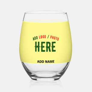 STYLISH MODERN CUSTOM PASTEL YELLOW VERIFIED BRAND STEMLESS WINE GLASS