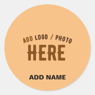STYLISH MODERN CUSTOM PEACH ORANGE VERIFIED BRAND CLASSIC ROUND STICKER
