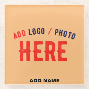 STYLISH MODERN CUSTOM PEACH ORANGE VERIFIED BRAND GLASS COASTER