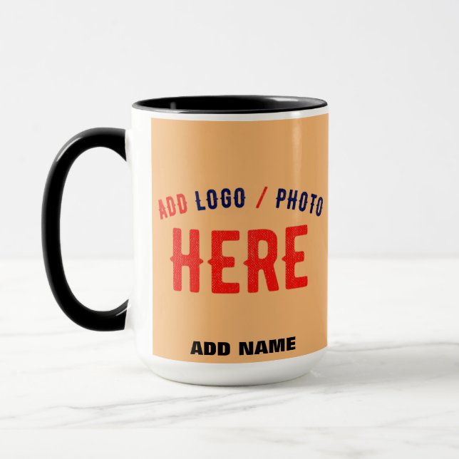 STYLISH MODERN CUSTOM PEACH ORANGE VERIFIED BRAND MUG (Left)