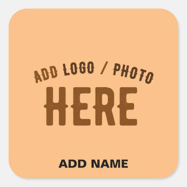 STYLISH MODERN CUSTOM PEACH ORANGE VERIFIED BRAND SQUARE STICKER (Front)