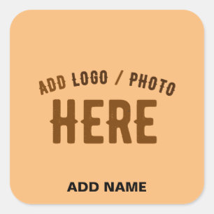 STYLISH MODERN CUSTOM PEACH ORANGE VERIFIED BRAND SQUARE STICKER