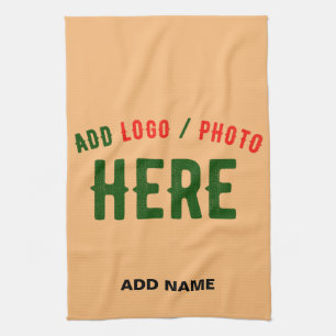 STYLISH MODERN CUSTOM PEACH ORANGE VERIFIED BRAND TEA TOWEL