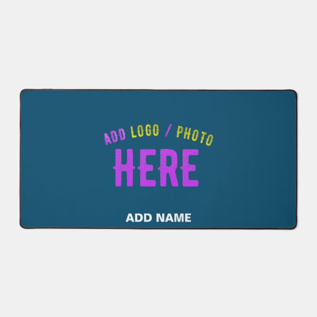 STYLISH MODERN CUSTOM PRUSSIAN BLUE VERIFIED BRAND DESK MAT (Front)