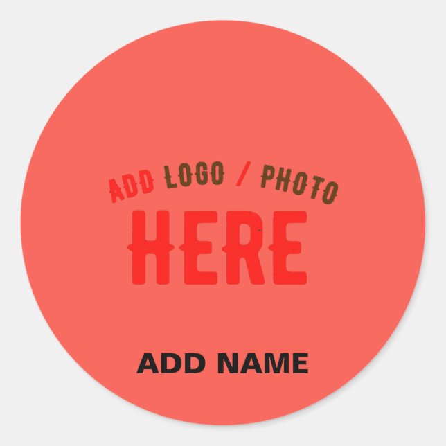 STYLISH MODERN CUSTOM RED ORANGE VERIFIED BRANDED CLASSIC ROUND STICKER (Front)