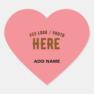 STYLISH MODERN CUSTOM SALMON PINK VERIFIED BRANDED HEART STICKER
