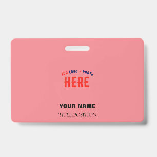 STYLISH MODERN CUSTOM SALMON PINK VERIFIED BRANDED ID BADGE