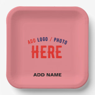 STYLISH MODERN CUSTOM SALMON PINK VERIFIED BRANDED PAPER PLATE