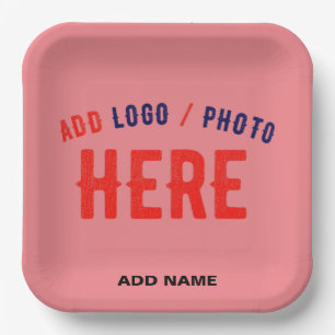 STYLISH MODERN CUSTOM SALMON PINK VERIFIED BRANDED PAPER PLATE