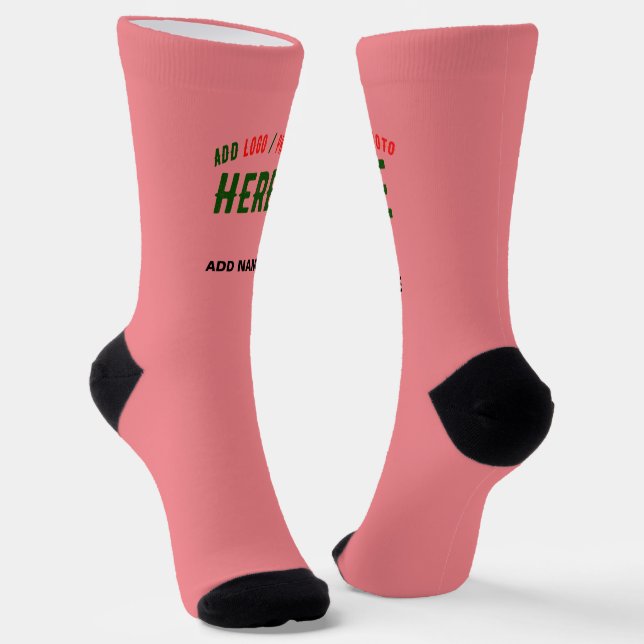 STYLISH MODERN CUSTOM SALMON PINK VERIFIED BRANDED SOCKS (Angled)