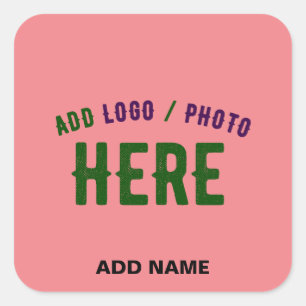 STYLISH MODERN CUSTOM SALMON PINK VERIFIED BRANDED SQUARE STICKER