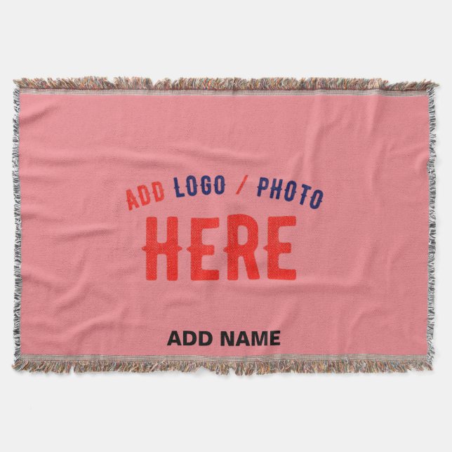 STYLISH MODERN CUSTOM SALMON PINK VERIFIED BRANDED THROW BLANKET (Front)