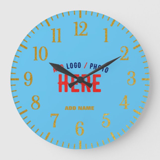 STYLISH MODERN CUSTOM SWAG SKY BLUE VERIFIED BRAND LARGE CLOCK (Front)
