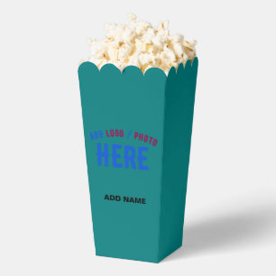 STYLISH MODERN CUSTOM TEAL GREEN BRANDED POPCORN FAVOUR BOX
