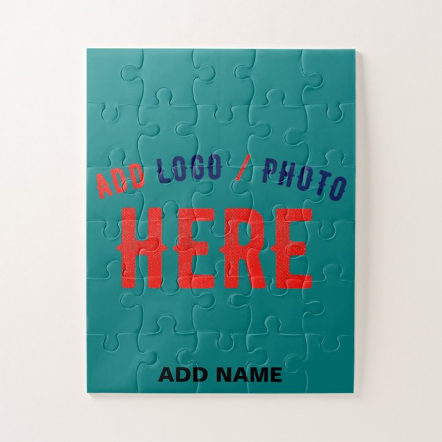 STYLISH MODERN CUSTOM TEAL GREEN VERIFIED BRANDED JIGSAW PUZZLE (Vertical)