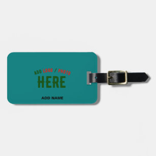 STYLISH MODERN CUSTOM TEAL GREEN VERIFIED BRANDED LUGGAGE TAG