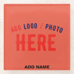 STYLISH MODERN CUSTOM TOMATO RED VERIFIED BRANDED GLASS COASTER