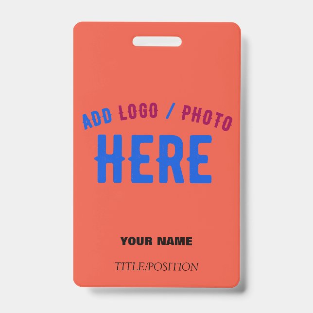STYLISH MODERN CUSTOM TOMATO RED VERIFIED BRANDED ID BADGE (Front)