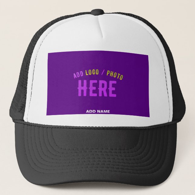 STYLISH MODERN CUSTOM WHITE BLACK INDIGO BRANDED TRUCKER HAT (Front)
