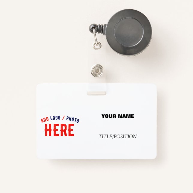 STYLISH MODERN CUSTOM WHITE BRANDED RETRACTABLE ID BADGE (Front with Retractable)