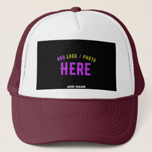 STYLISH MODERN CUSTOM WHITE MAROON BLACK BRANDED TRUCKER HAT