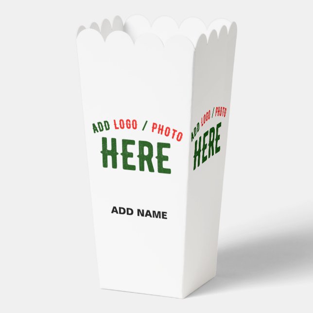 STYLISH MODERN CUSTOM WHITE VERIFIED BRAND POPCORN FAVOUR BOX (Front)