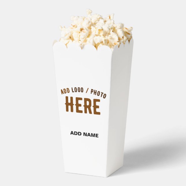 STYLISH MODERN CUSTOM WHITE VERIFIED BRAND POPCORN FAVOUR BOX (Popped)
