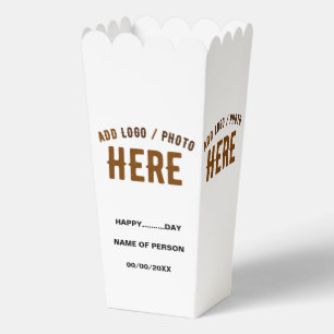 STYLISH MODERN CUSTOM WHITE VERIFIED BRAND POPCORN FAVOUR BOX
