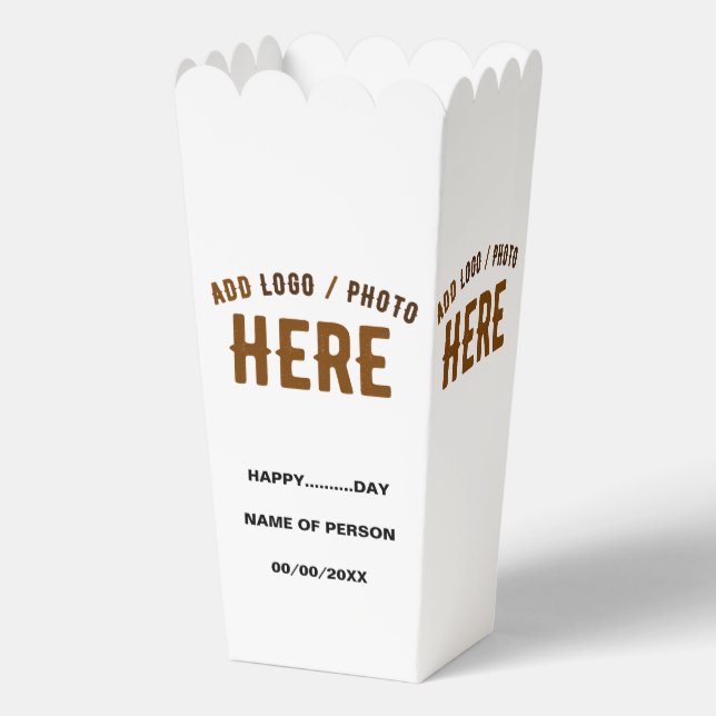 STYLISH MODERN CUSTOM WHITE VERIFIED BRAND POPCORN FAVOUR BOX (Front)