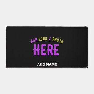 STYLISH MODERN CUSTOMIZABLE BLACK BRAND RECTANGLE DESK MAT
