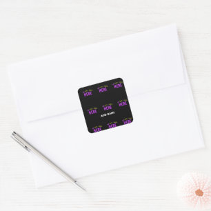 STYLISH MODERN CUSTOMIZABLE BLACK BRANDED ENVELOPE SQUARE STICKER