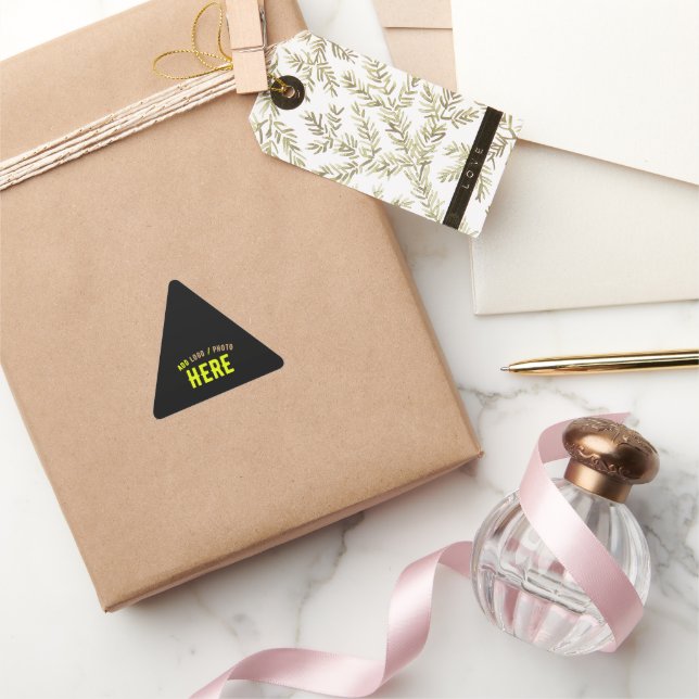 STYLISH MODERN CUSTOMIZABLE BLACK BRANDED GIFTING TRIANGLE STICKER (Gifting)