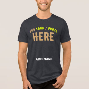 STYLISH MODERN CUSTOMIZABLE BLACK HEATHER BRANDED Tri-Blend SHIRT