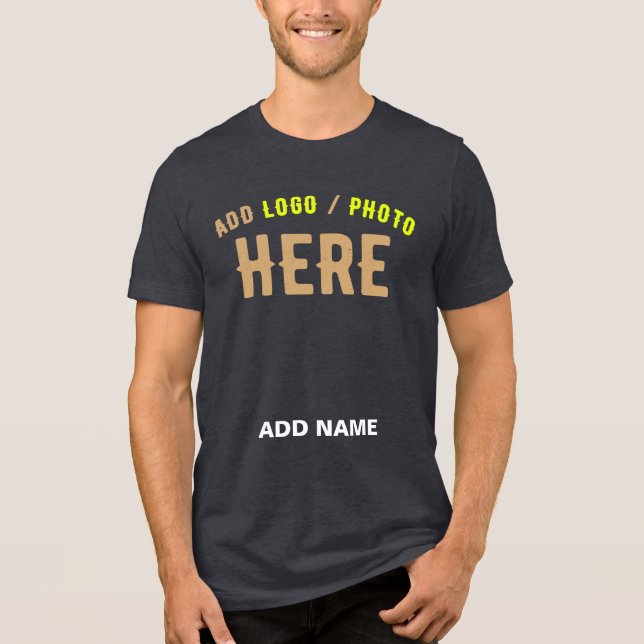 STYLISH MODERN CUSTOMIZABLE BLACK HEATHER BRANDED Tri-Blend SHIRT (Front)