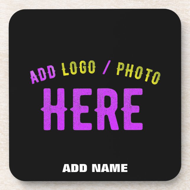 STYLISH MODERN CUSTOMIZABLE BLACK VERIFIED BRAND COASTER (Front)