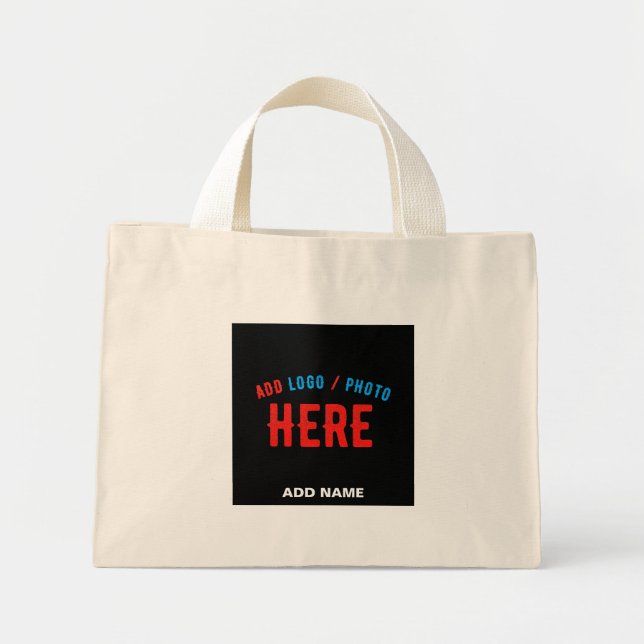 STYLISH MODERN CUSTOMIZABLE BLACK VERIFIED BRAND MINI TOTE BAG (Front)