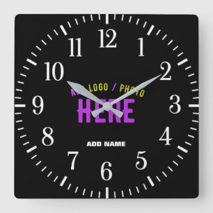 STYLISH MODERN CUSTOMIZABLE BLACK VERIFIED BRAND SQUARE WALL CLOCK