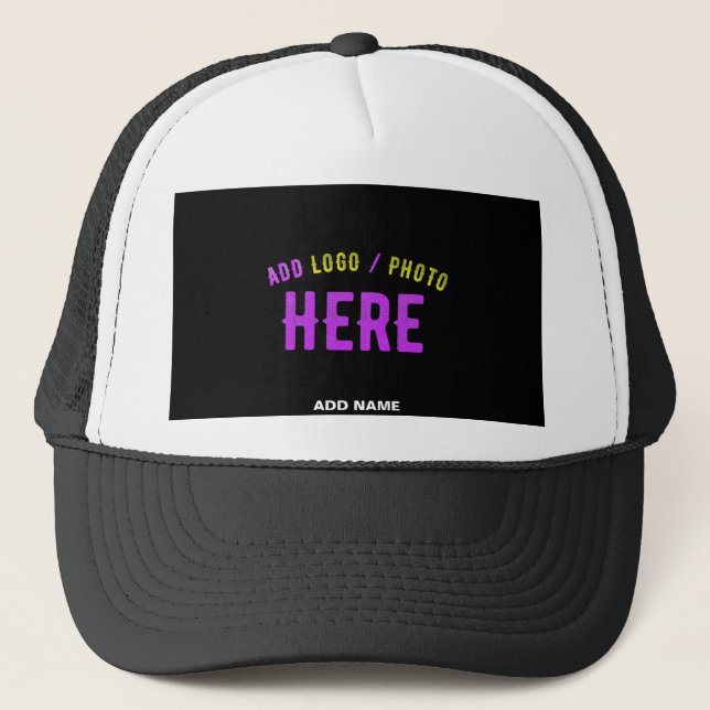 STYLISH MODERN CUSTOMIZABLE BLACK VERIFIED BRAND TRUCKER HAT (Front)