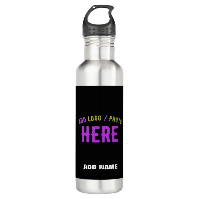 STYLISH MODERN CUSTOMIZABLE BLACK VERIFIED BRANDED 710 ML WATER BOTTLE (Front)