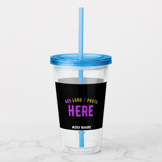 STYLISH MODERN CUSTOMIZABLE BLACK VERIFIED BRANDED ACRYLIC TUMBLER (Front)