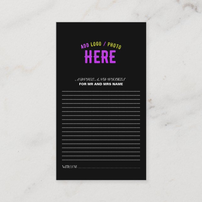 STYLISH MODERN CUSTOMIZABLE BLACK VERIFIED BRANDED ADVICE CARD (Front)