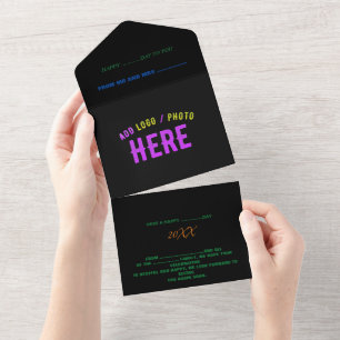 STYLISH MODERN CUSTOMIZABLE BLACK VERIFIED BRANDED ALL IN ONE INVITATION