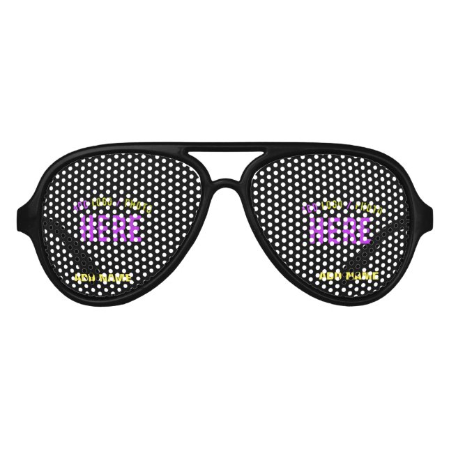STYLISH MODERN CUSTOMIZABLE BLACK VERIFIED BRANDED AVIATOR SUNGLASSES (Front)