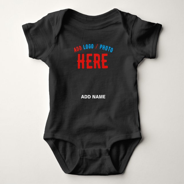 STYLISH MODERN CUSTOMIZABLE BLACK VERIFIED BRANDED BABY BODYSUIT (Front)