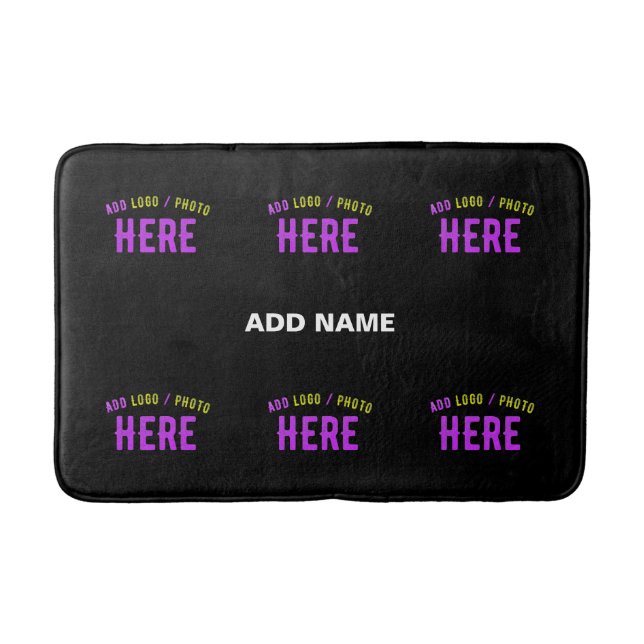 STYLISH MODERN CUSTOMIZABLE BLACK VERIFIED BRANDED BATH MAT (Front)