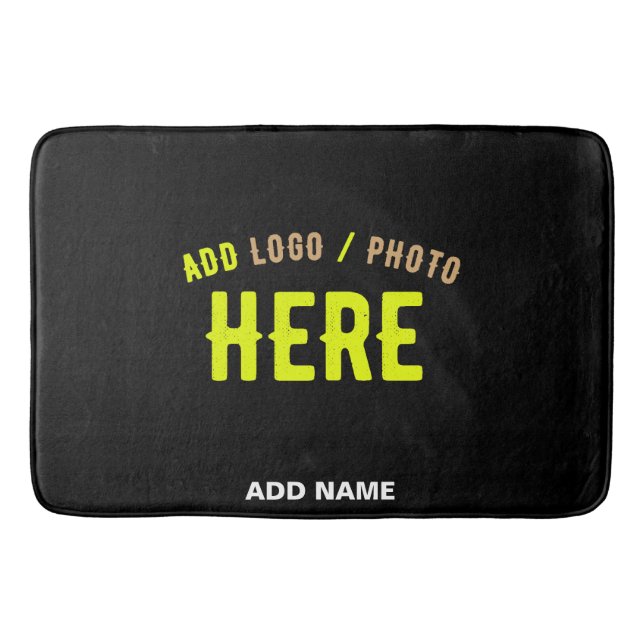 STYLISH MODERN CUSTOMIZABLE BLACK VERIFIED BRANDED BATH MAT (Front)
